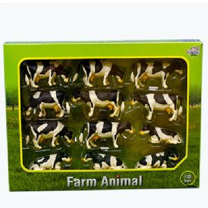Kids Globe Pack Of 12 Cows Lying down and Standing Black and White