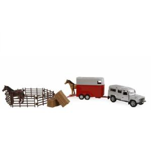 Kids Globe Landrover and Horse Trailer set with Fences and Feed 1:32 scale