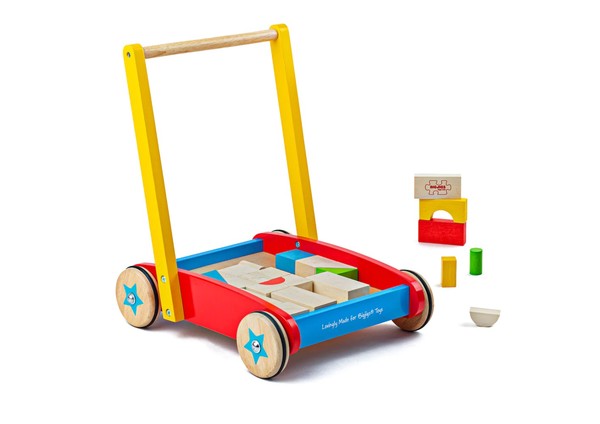 BigJigs Wooden Baby Walker with Stacking Bricks