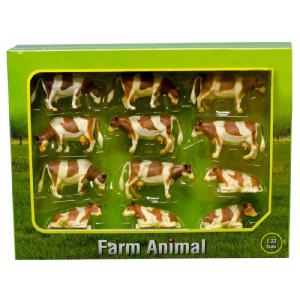 Kids Globe Brown and White Cows Pack of 12
