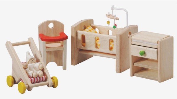 Plan Toys Children's Wooden Nursery for Dolls House 
