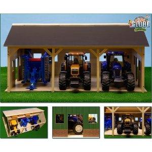 Kids Globe 1:16 Wooden Farm Shed for 3 Tractors