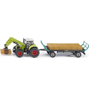 Siku Claas Tractor with Bale Grab, Bale Trailer and Bales 1:50