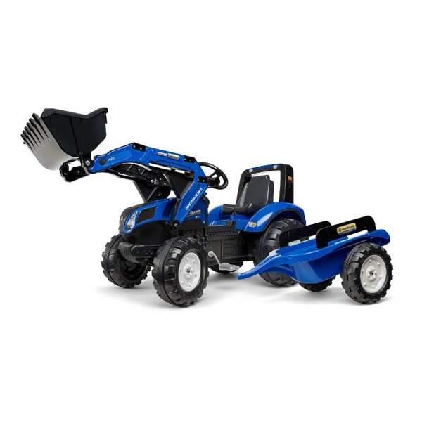 Falk Age 3+, New Holland T8 Pedal Tractor with Loader and Trailer 3090M