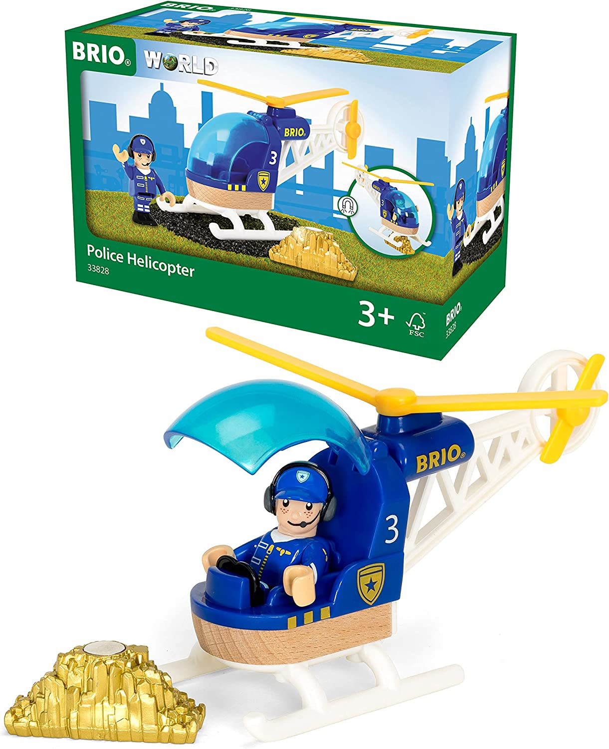 Brio World Police Helicopter with Gold 33828