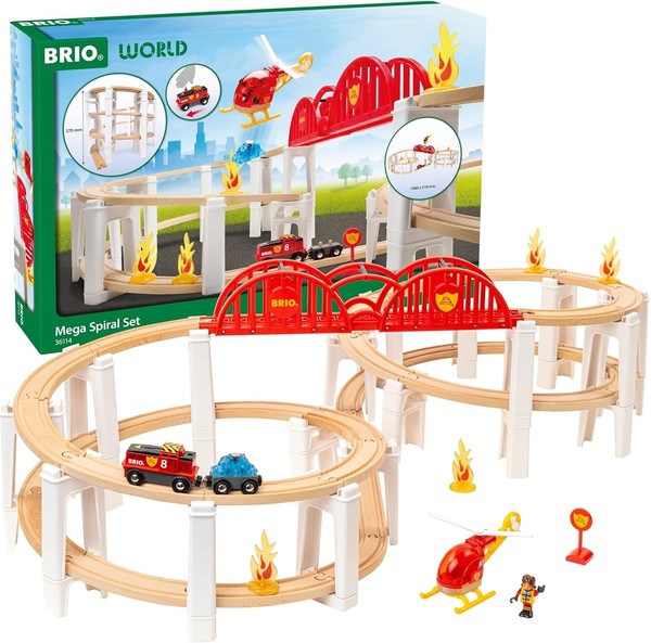 BRIO World 36114 Mega Spiral Track Set with Train and Helicopter