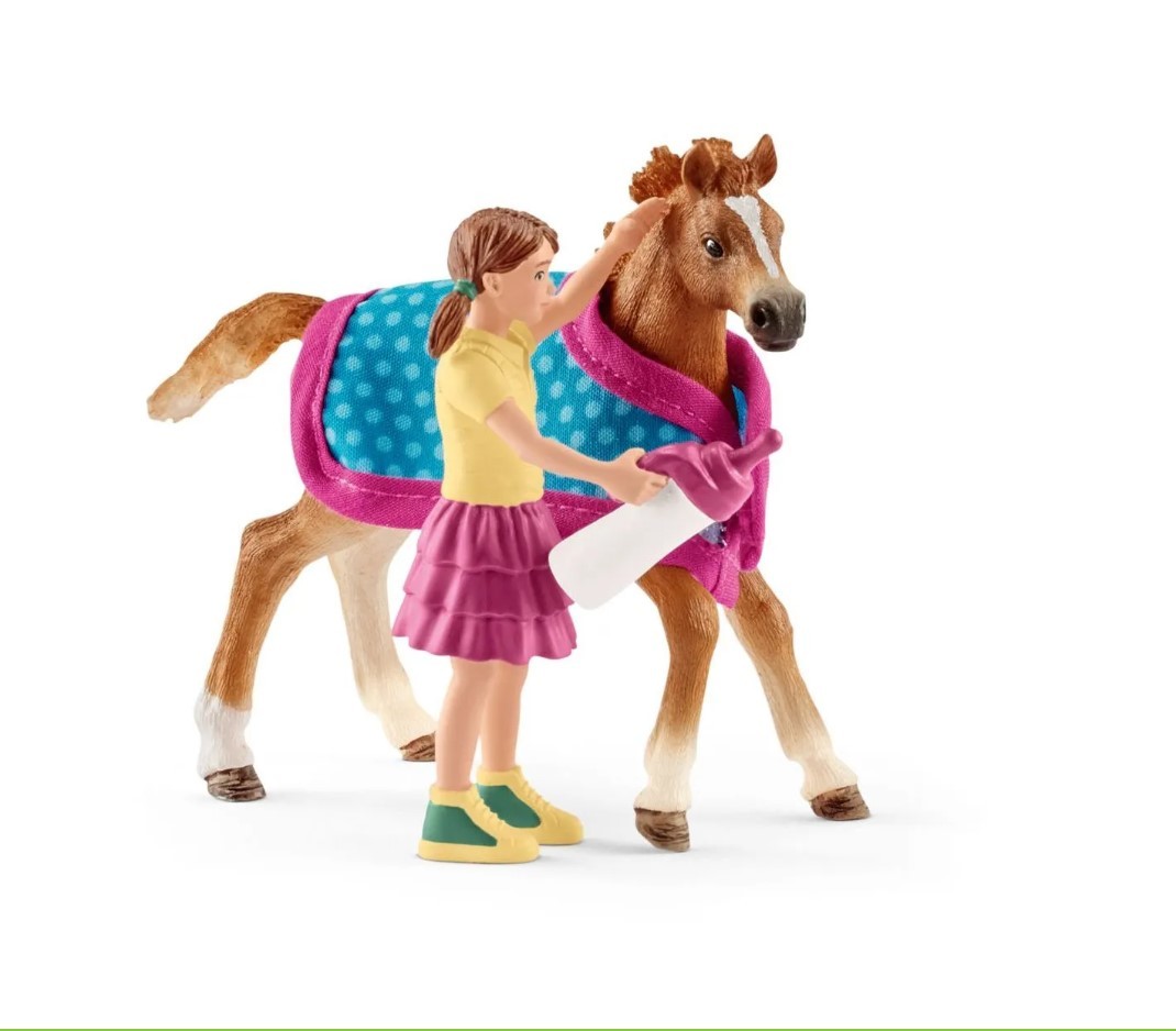 Schleich Foal with Blanket and Girl Boxed 42361