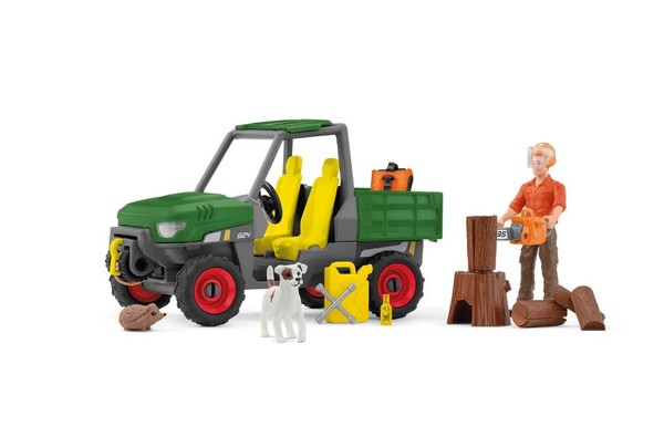 Schleich Working in the Forest Farmer with Vehicle 42659