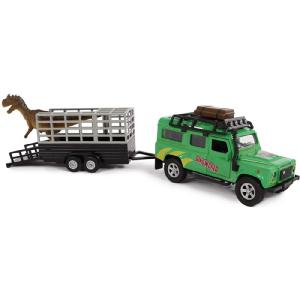 Kids Globe Landrover with Dinosaur Trailer