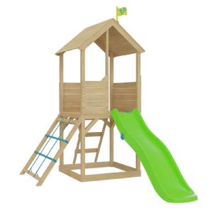 TP Treehouse Wooden Play Tower with wavy slide