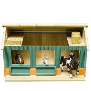 Kids Globe Wooden Horse Stable with 2 Loose Boxes 1:24 Scale