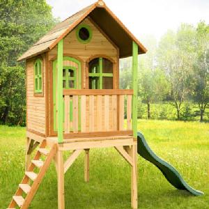 Cheap wooden playhouse with slide top