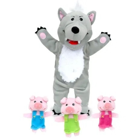 Fiesta Crafts Wolf Hand Puppet with 3 Little Pigs