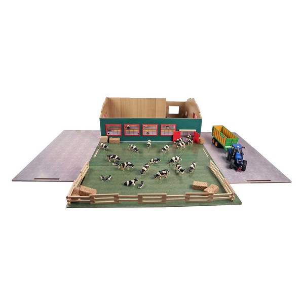 Kids Globe Cattle and Machinery Shed with Grass Paddocks and Hard Standing 1:32 