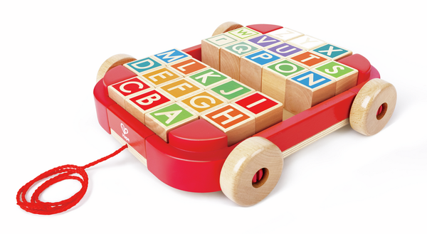 Hape Pull Along Wooden Cart with Stacking Blocks