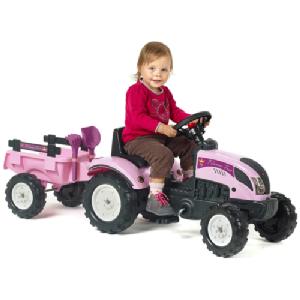 Falk Princess Pink Tractor and Trailer with hand shovel and rake Age 2 - 5 years 2056C