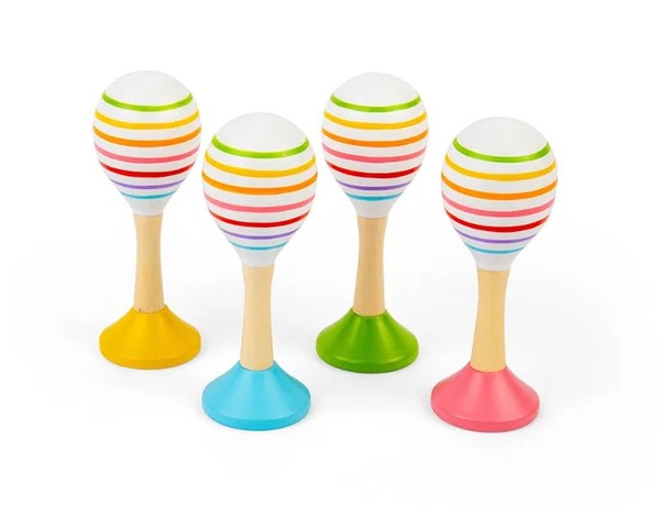 Bigjigs Junior Wooden Maracas Striped Pair 