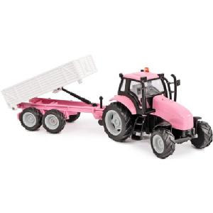 Kids Globe Tractor Pink with Trailer