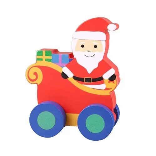 Orange Tree Father Christmas Wooden Push Along