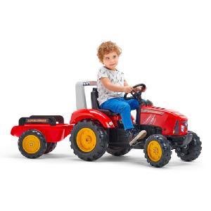 Falk Super Charger Red Tractor with Loader, Opening Bonnet and Trailer 2020M Age 2 - 5 years