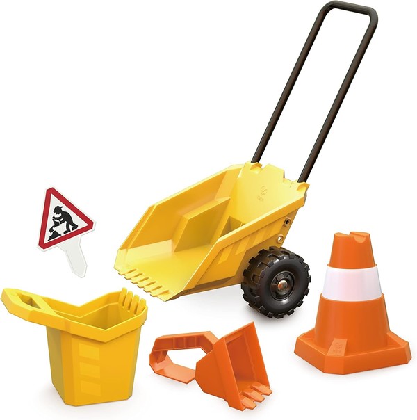 Hape Construction Dumper Trolley with Sand Moulds and Scoopers