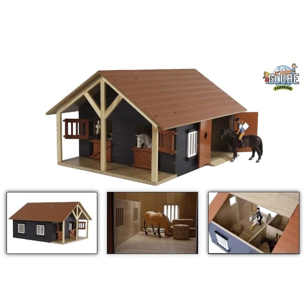 Kids Globe Horse Stable with Wooden Loose Boxes and Storage 1:24 scale
