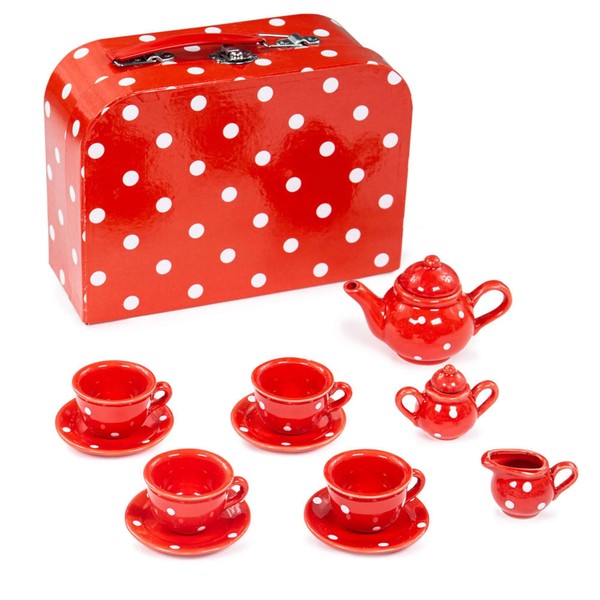 Bigjigs Tea Set Red Polka Dot
